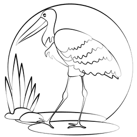 Jabiru black and white clipart