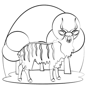 Nyala antelope black and white clipart