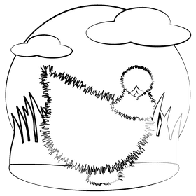 Silkie chicken black and white clipart