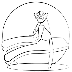 Snub nosed monkey black and white clipart