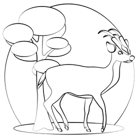 Southern red muntjac black and white clipart