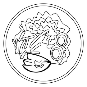 Healthy Food Salad black and white clipart