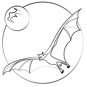 Large flying fox black and white clipart
