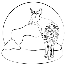 Okapi black and white clipart