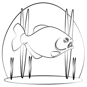 Piranha black and white clipart
