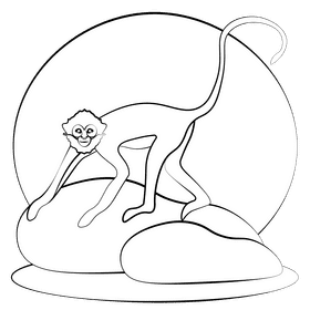 Spider monkey black and white clipart