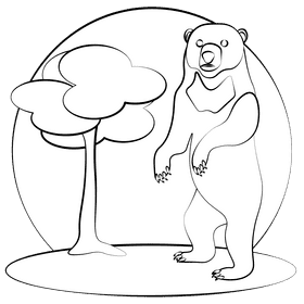 Sunbear black and white clipart