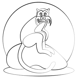 Tamarin monkey black and white clipart