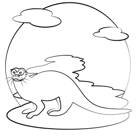 Giant otter black and white clipart