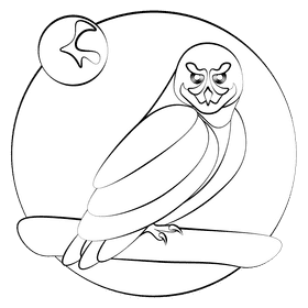 Spectacled owl black and white clipart
