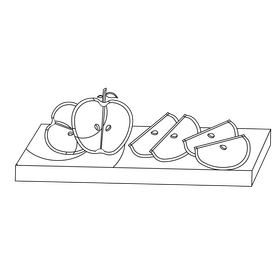 Vegetarian Food Apple slices black and white clipart