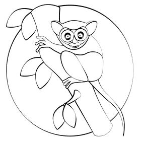 Tarsier black and white clipart