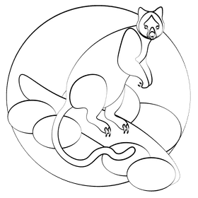 Tree kangaroo black and white clipart