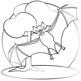 Vampire bat black and white clipart