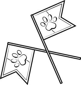 Cheerleaders flag black and white clipart