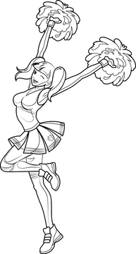 Cheerleader girl black and white clipart