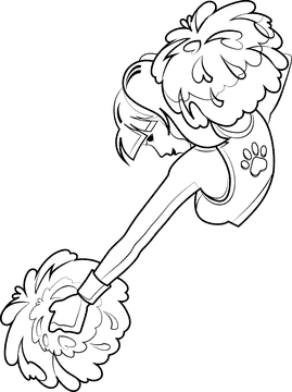 Cheerleader girl black and white clipart