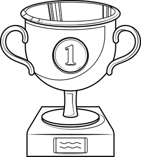 Reward, cup, first place, winner black and white clipart