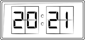 Digital countdown, clock, timer black and white clipart