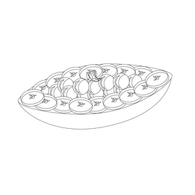 Vegetarian Food Banana salad black and white clipart