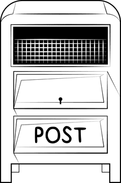 Post box black and white clipart