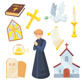 Priest icon set vector