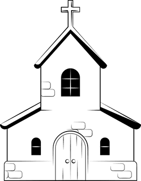 Church black and white clipart
