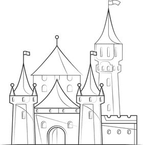 Castle black and white clipart