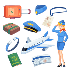 Stewardess, flight attendant set vector