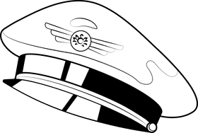 Flight attendant hat black and white clipart