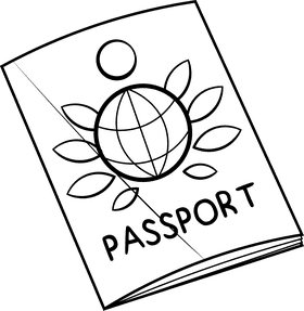 Passport black and white clipart