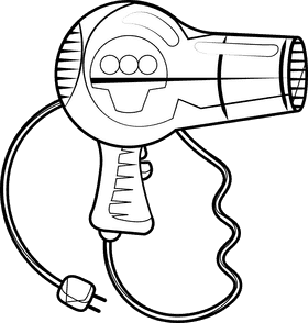 Hairdryer black and white clipart