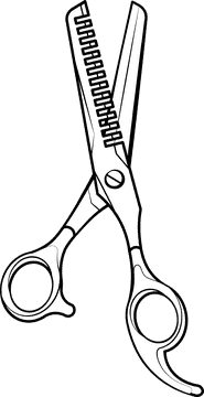 Hair cutting scissors black and white clipart