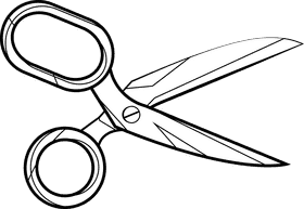 Hair cutting scissors black and white clipart