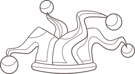 Joker clown hat black and white clipart