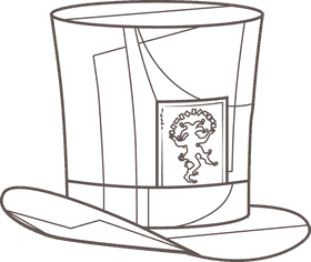 Jester's hat, tophat, joker black and white clipart