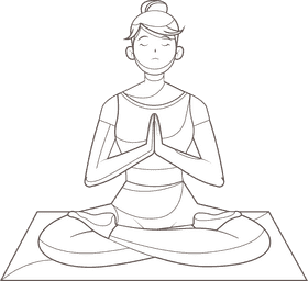 Woman doing yoga meditation black and white clipart