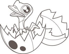 Baby ostrich black and white clipart