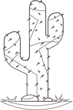 Cactus black and white clipart