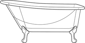 Classic bathtub black and white clipart