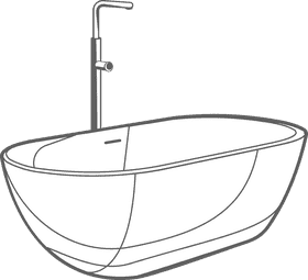 Modern bathtub black and white clipart