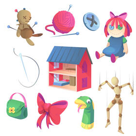 Doll toy set vector