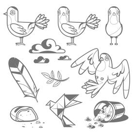Dove set black and white vector
