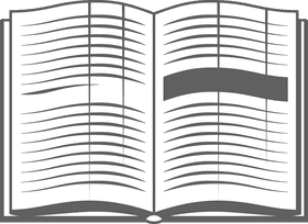 Open book black and white clipart