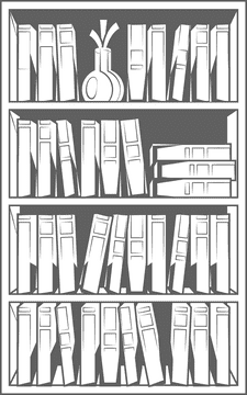 Bookcase black and white clipart