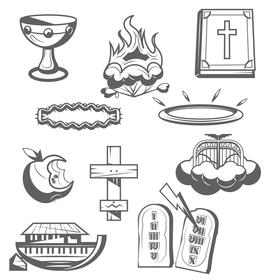 Bible set black and white vector