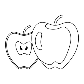 Apple healthy food black and white clipart