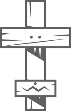 Wooden cross black and white clipart