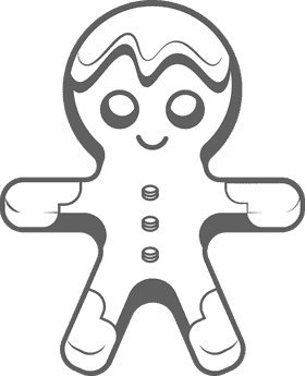 Gingerbread man biscuit cookie black and white clipart