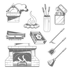 Fireplace black and white vector